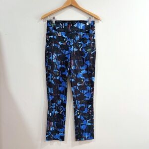 Joseph Ribkoff Women Pants 8 Blue Abstract Slim Chic Office Avant Garde Artsy
